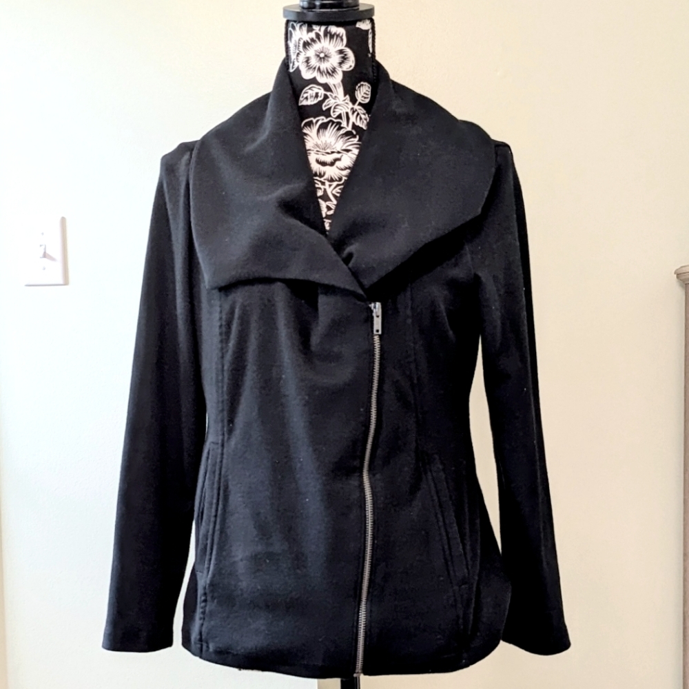 Banana Republic Women's Petite Jacket Black Full Zip Shawl Collar Pockets MP - Picture 2 of 9